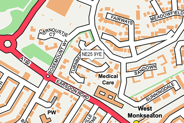 NE25 9YE map - OS OpenMap – Local (Ordnance Survey)