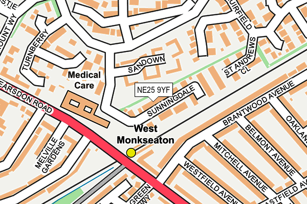 NE25 9YF map - OS OpenMap – Local (Ordnance Survey)