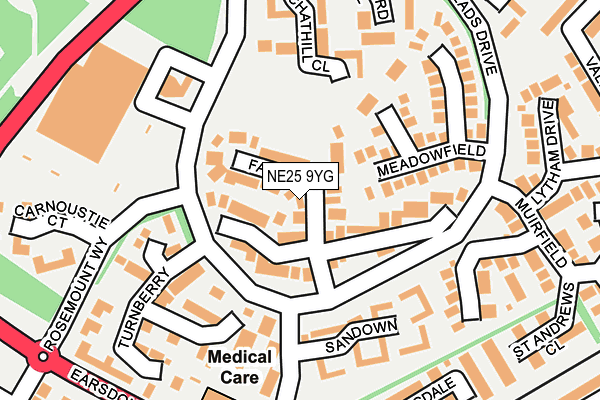 NE25 9YG map - OS OpenMap – Local (Ordnance Survey)
