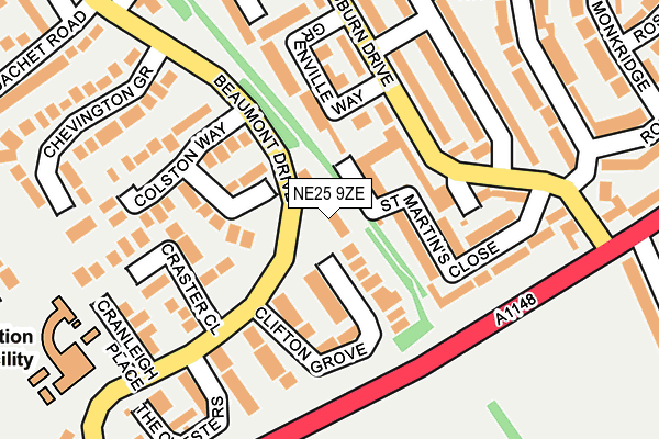 NE25 9ZE map - OS OpenMap – Local (Ordnance Survey)