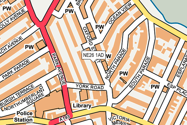 NE26 1AD map - OS OpenMap – Local (Ordnance Survey)