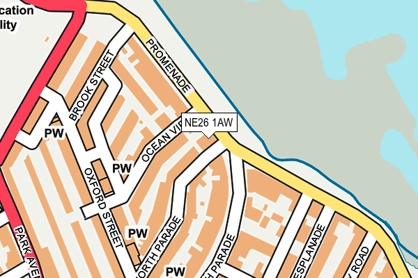 NE26 1AW map - OS OpenMap – Local (Ordnance Survey)