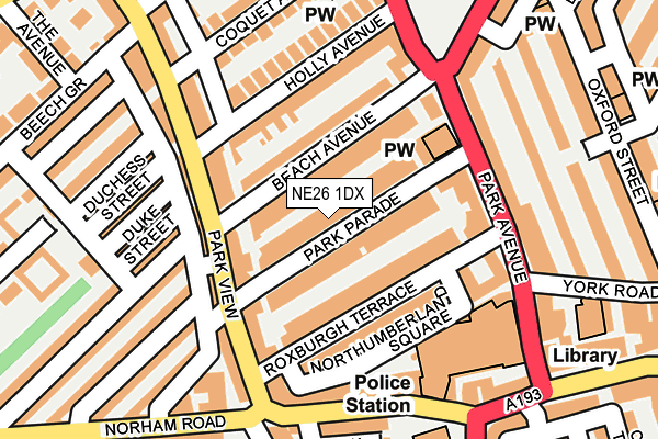 NE26 1DX map - OS OpenMap – Local (Ordnance Survey)
