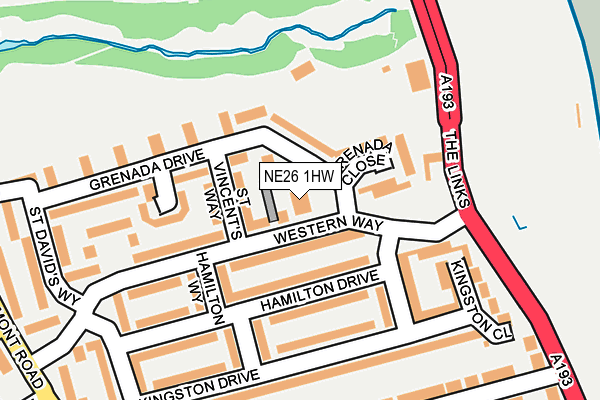 NE26 1HW map - OS OpenMap – Local (Ordnance Survey)
