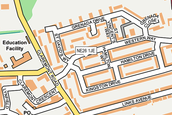 NE26 1JE map - OS OpenMap – Local (Ordnance Survey)