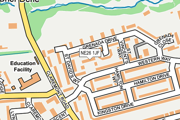 NE26 1JF map - OS OpenMap – Local (Ordnance Survey)