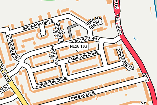 NE26 1JG map - OS OpenMap – Local (Ordnance Survey)