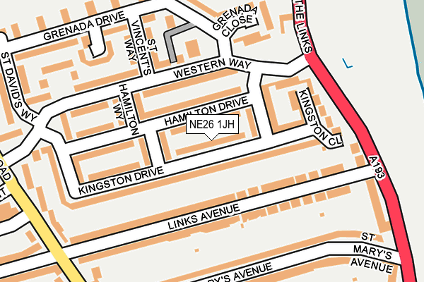 NE26 1JH map - OS OpenMap – Local (Ordnance Survey)