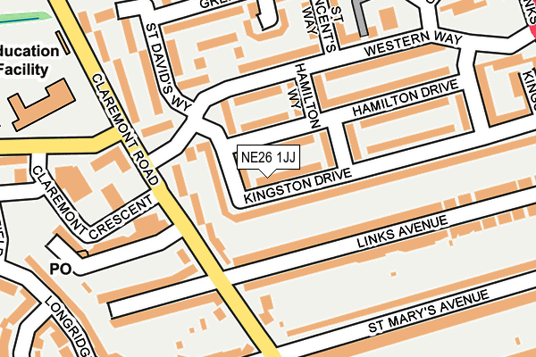 NE26 1JJ map - OS OpenMap – Local (Ordnance Survey)