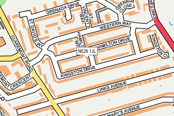 NE26 1JL map - OS OpenMap – Local (Ordnance Survey)