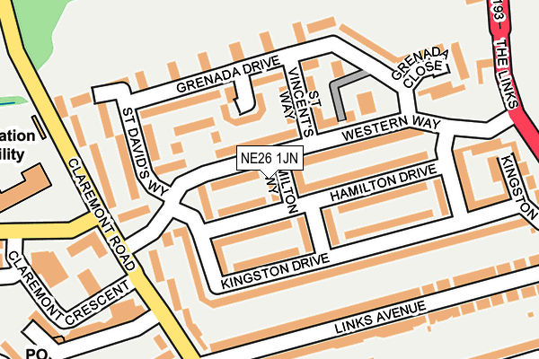NE26 1JN map - OS OpenMap – Local (Ordnance Survey)