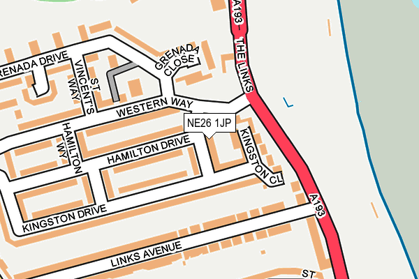 NE26 1JP map - OS OpenMap – Local (Ordnance Survey)