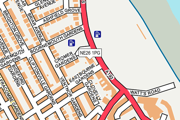 NE26 1PG map - OS OpenMap – Local (Ordnance Survey)