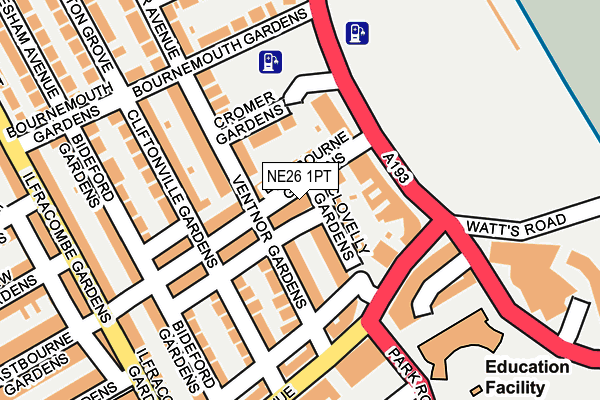 NE26 1PT map - OS OpenMap – Local (Ordnance Survey)