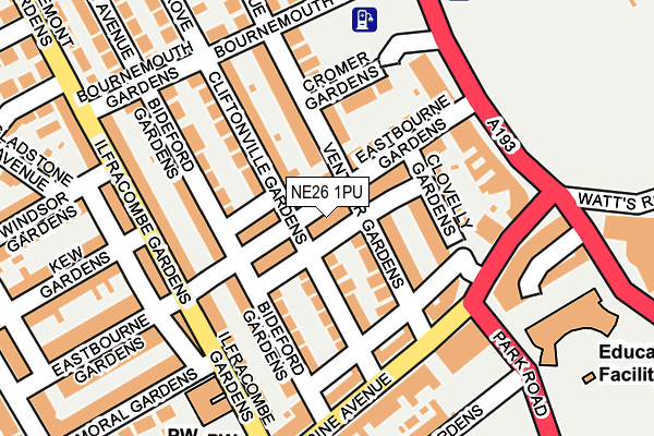 NE26 1PU map - OS OpenMap – Local (Ordnance Survey)