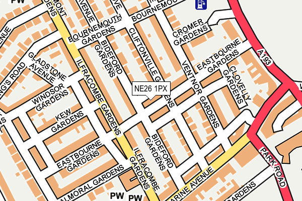 NE26 1PX map - OS OpenMap – Local (Ordnance Survey)
