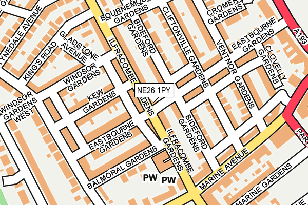 NE26 1PY map - OS OpenMap – Local (Ordnance Survey)