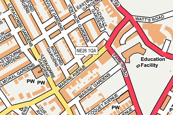NE26 1QA map - OS OpenMap – Local (Ordnance Survey)