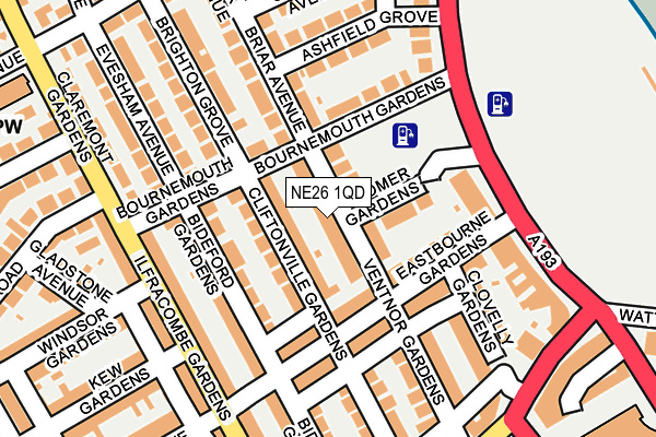 NE26 1QD map - OS OpenMap – Local (Ordnance Survey)