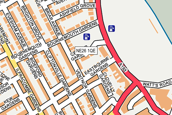 NE26 1QE map - OS OpenMap – Local (Ordnance Survey)