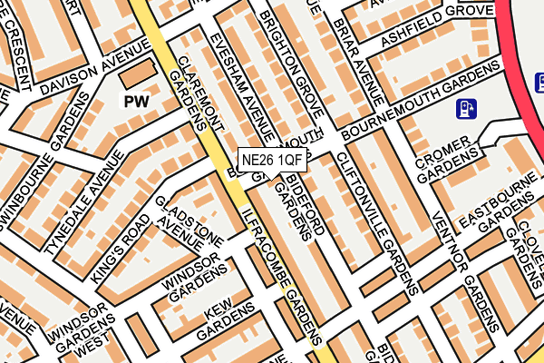 NE26 1QF map - OS OpenMap – Local (Ordnance Survey)
