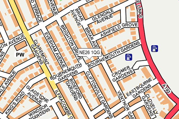 NE26 1QG map - OS OpenMap – Local (Ordnance Survey)