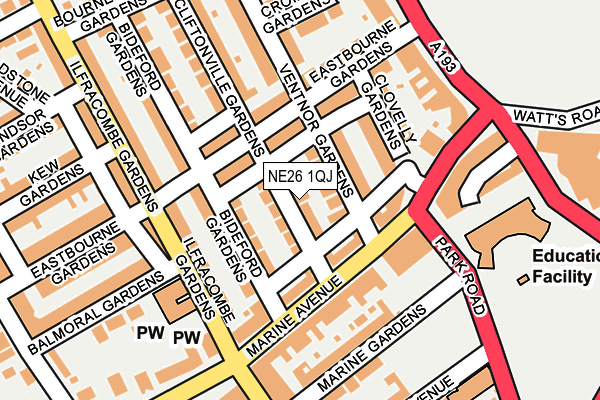NE26 1QJ map - OS OpenMap – Local (Ordnance Survey)