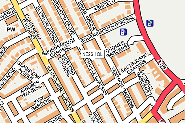 NE26 1QL map - OS OpenMap – Local (Ordnance Survey)