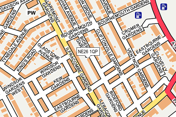 NE26 1QP map - OS OpenMap – Local (Ordnance Survey)