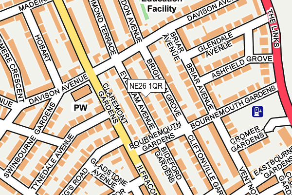 NE26 1QR map - OS OpenMap – Local (Ordnance Survey)