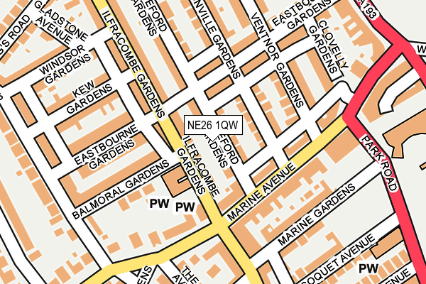 NE26 1QW map - OS OpenMap – Local (Ordnance Survey)