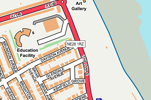 NE26 1RZ map - OS OpenMap – Local (Ordnance Survey)