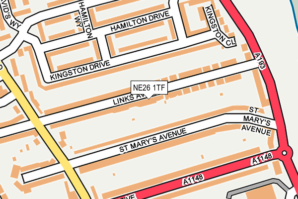 NE26 1TF map - OS OpenMap – Local (Ordnance Survey)