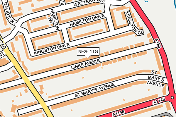 NE26 1TG map - OS OpenMap – Local (Ordnance Survey)