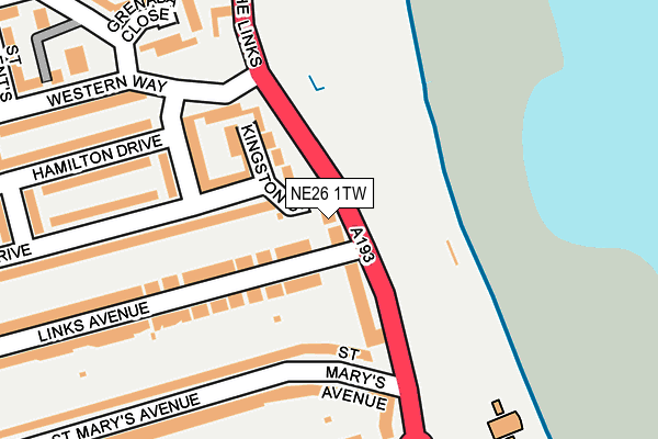 NE26 1TW map - OS OpenMap – Local (Ordnance Survey)