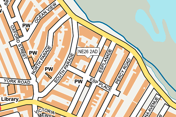 NE26 2AD map - OS OpenMap – Local (Ordnance Survey)
