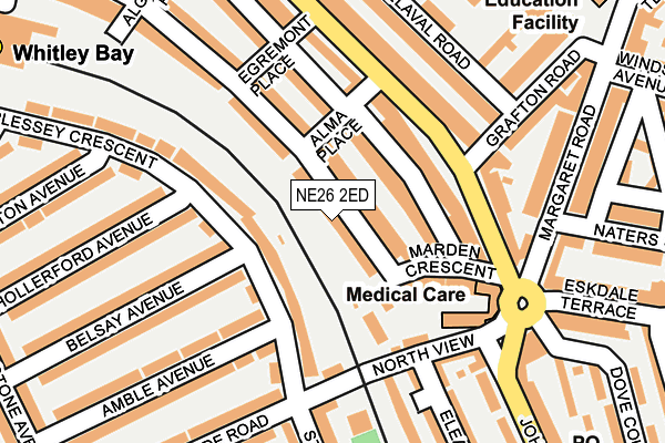 NE26 2ED map - OS OpenMap – Local (Ordnance Survey)