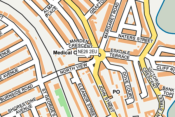NE26 2EU map - OS OpenMap – Local (Ordnance Survey)