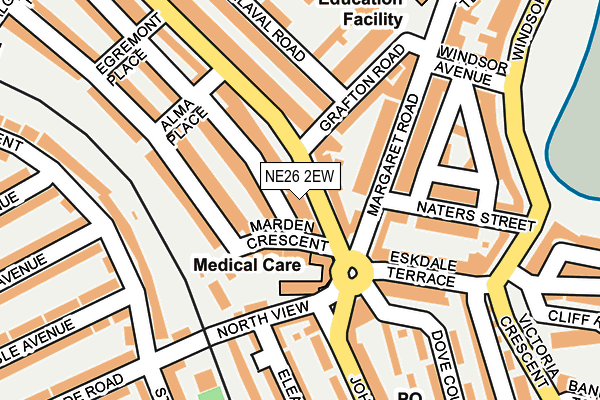 NE26 2EW map - OS OpenMap – Local (Ordnance Survey)