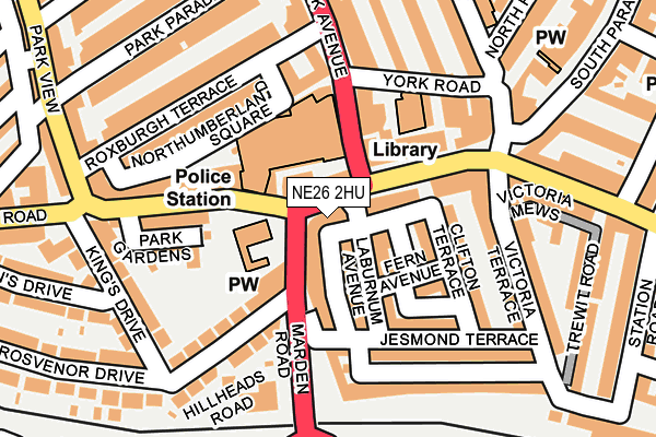 NE26 2HU map - OS OpenMap – Local (Ordnance Survey)