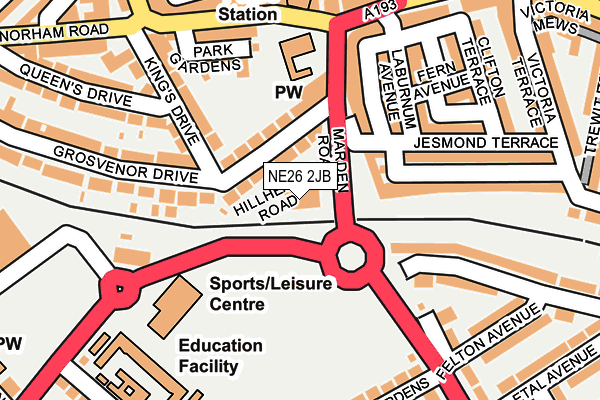 NE26 2JB map - OS OpenMap – Local (Ordnance Survey)