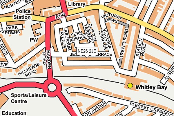 NE26 2JE map - OS OpenMap – Local (Ordnance Survey)