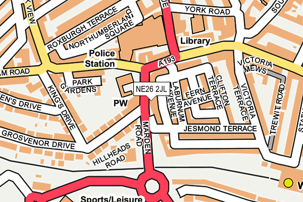NE26 2JL map - OS OpenMap – Local (Ordnance Survey)
