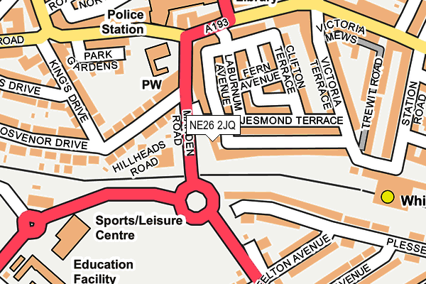 NE26 2JQ map - OS OpenMap – Local (Ordnance Survey)