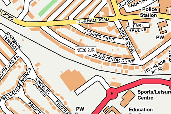 NE26 2JR map - OS OpenMap – Local (Ordnance Survey)