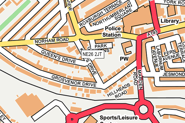 NE26 2JT map - OS OpenMap – Local (Ordnance Survey)