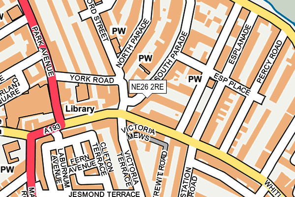 NE26 2RE map - OS OpenMap – Local (Ordnance Survey)