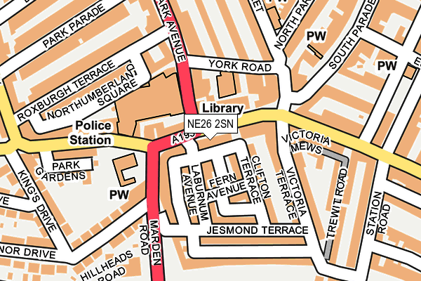 NE26 2SN map - OS OpenMap – Local (Ordnance Survey)
