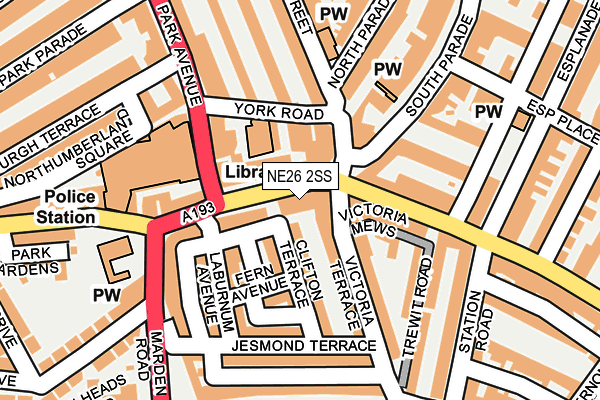 NE26 2SS map - OS OpenMap – Local (Ordnance Survey)