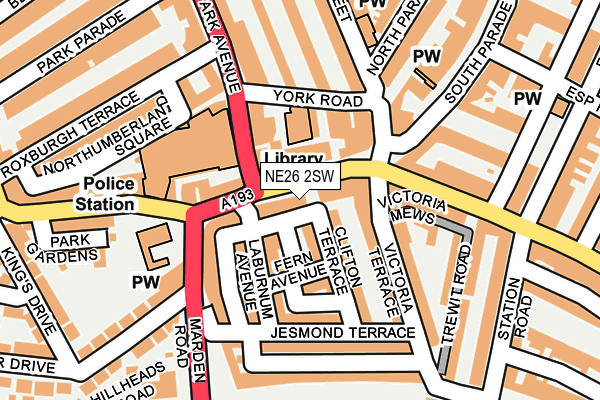 NE26 2SW map - OS OpenMap – Local (Ordnance Survey)